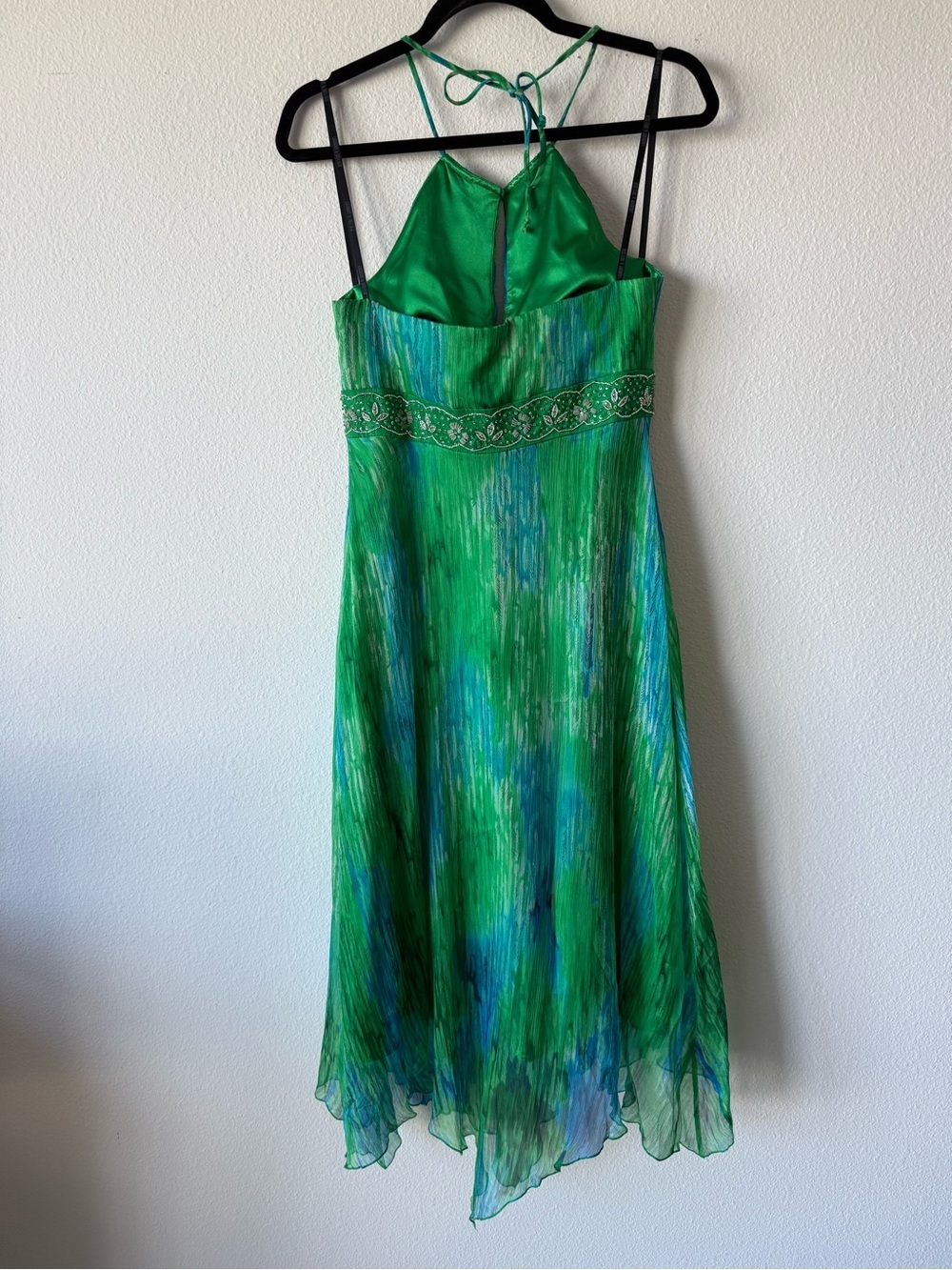 LAUNDRY BY SHELLI SEGAL green and blue tie-dye halter dress - Picture 6 of 7